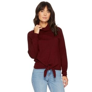 Bishop + Young front tie turtleneck sweater dark red tie front womens size small